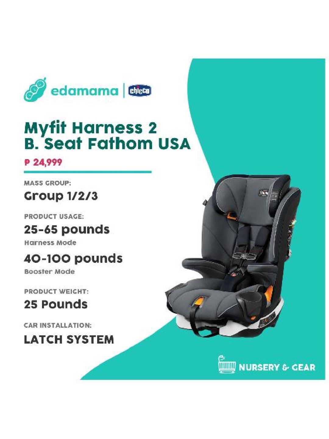 Chicco Myfit Harness 2 B. Seat Fathom USA edamama